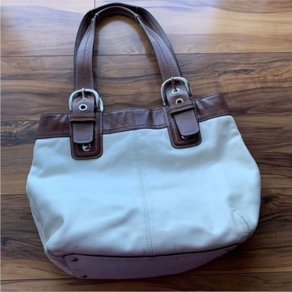 Coach Brown and Cream SoHo Leather Tote Bag - Picture 4 of 11
